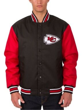 Kansas City Chiefs NFL JH Design Reversible Varsity Jacket - EUC
